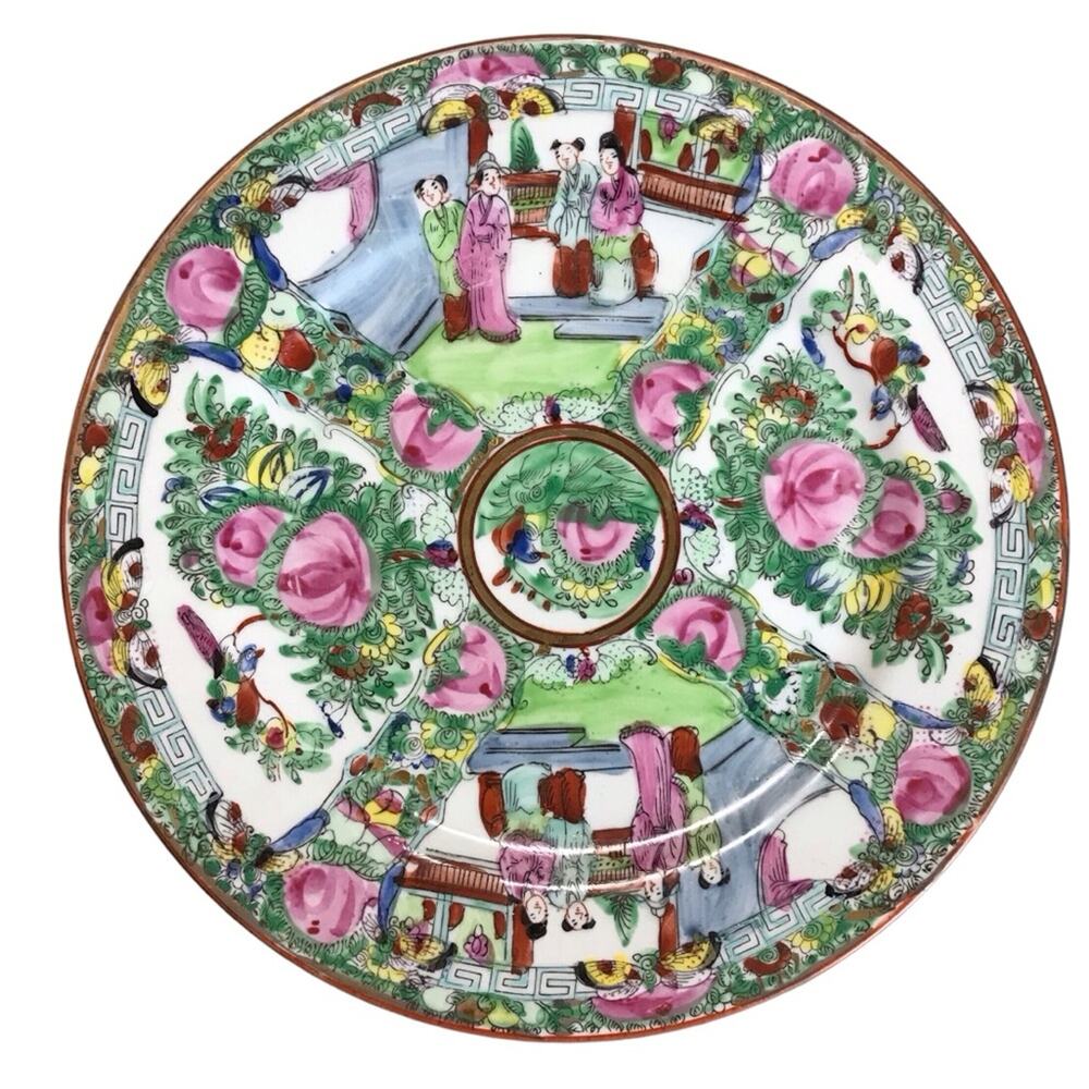 Antique 1950s 50s Chinese Famille Rose Japenese Porcelain Decorative Decor Plate
